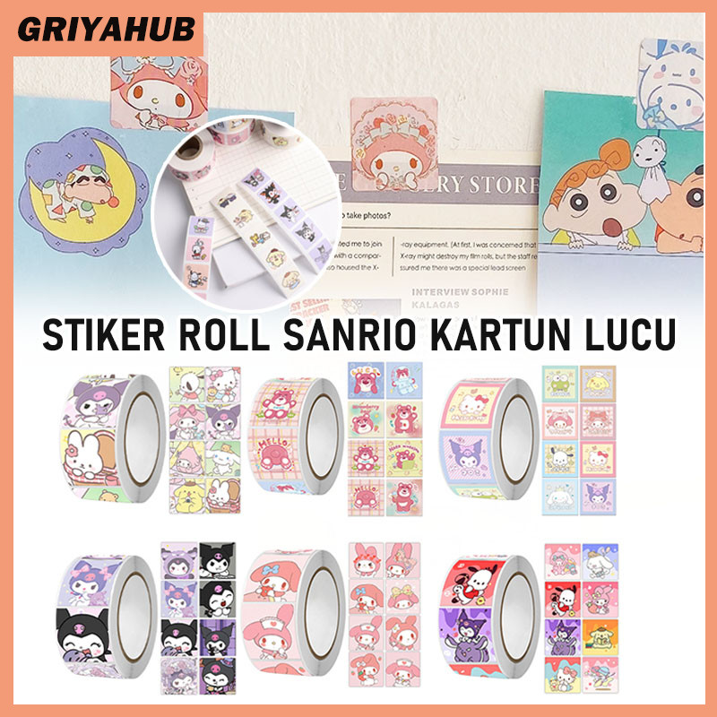 

Stiker Roll Sanrio Kartun Lucu/Stiker Sanrio Roll Sticker DIY Serbaguna/1Rolls Sticker Gulung Isi 500pcs