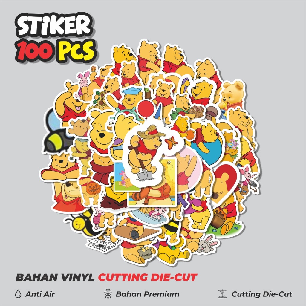 

Terbaru! 50 pcs Stiker Kartun Winnie the Pooh Dekorasi Lucu Kreatif untuk Notebook, Skateboard, HP