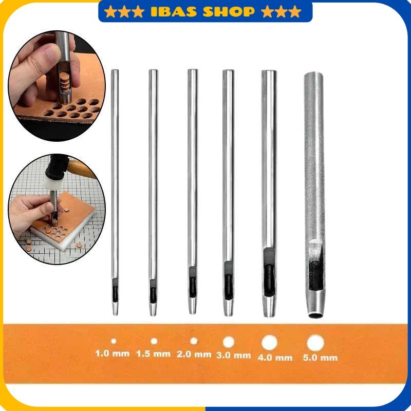 

Set Pelubang Kulit Leather Hole Puncher Steel Hollow Round 6 PCS - H881