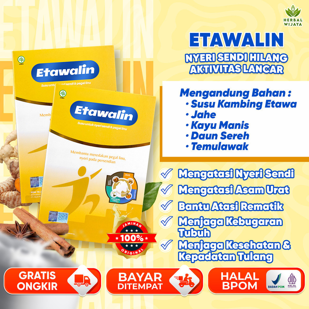 

Etawalin Paket 2 Box - Bantu Atasi Nyeri Sendi Tulang Asam Urat Rematik, Jaga Kesehatan Tulang Sendi