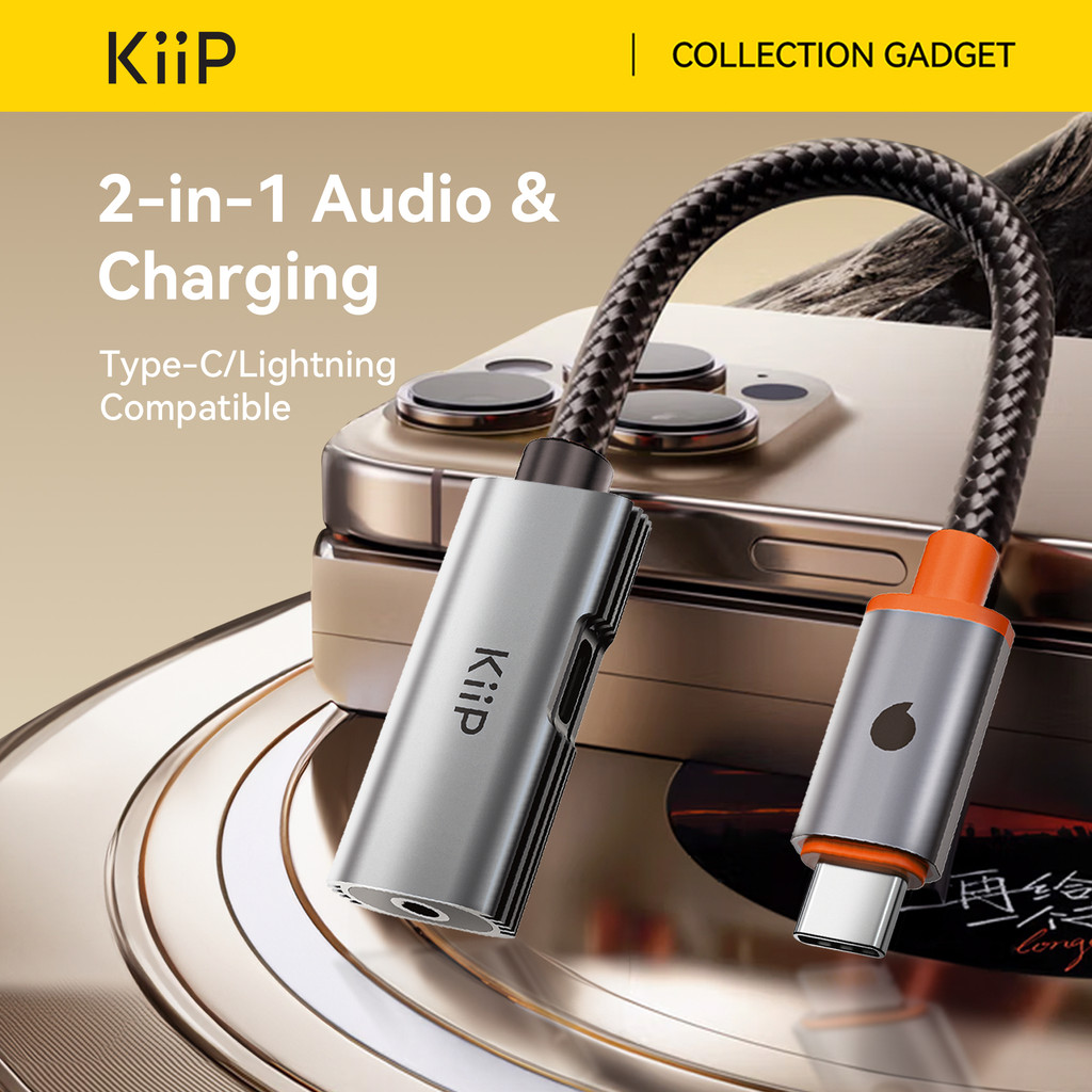 KiiP Kabel OTG Type C to Audio Jack Converter Lightning to 3.5mm Audio Kabel Adapter Iphone Android