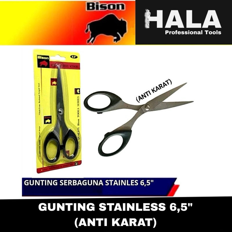 

BISON - GUNTING STAINLESS STEEL 6,5” SERBAGUNA (ANTI KARAT)HALA2