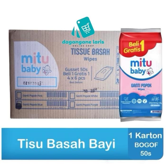 1 DUS (KARTON) MITU tisu basah, mitu babywipes Bayi Tissue - 1 DUS Blue