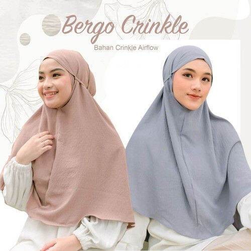 Bergo Maryam Crinkle Airflow L  / Jilbab Instan / Hijab Bergo Crinkle Airflow Premium / Hijab Bergo 