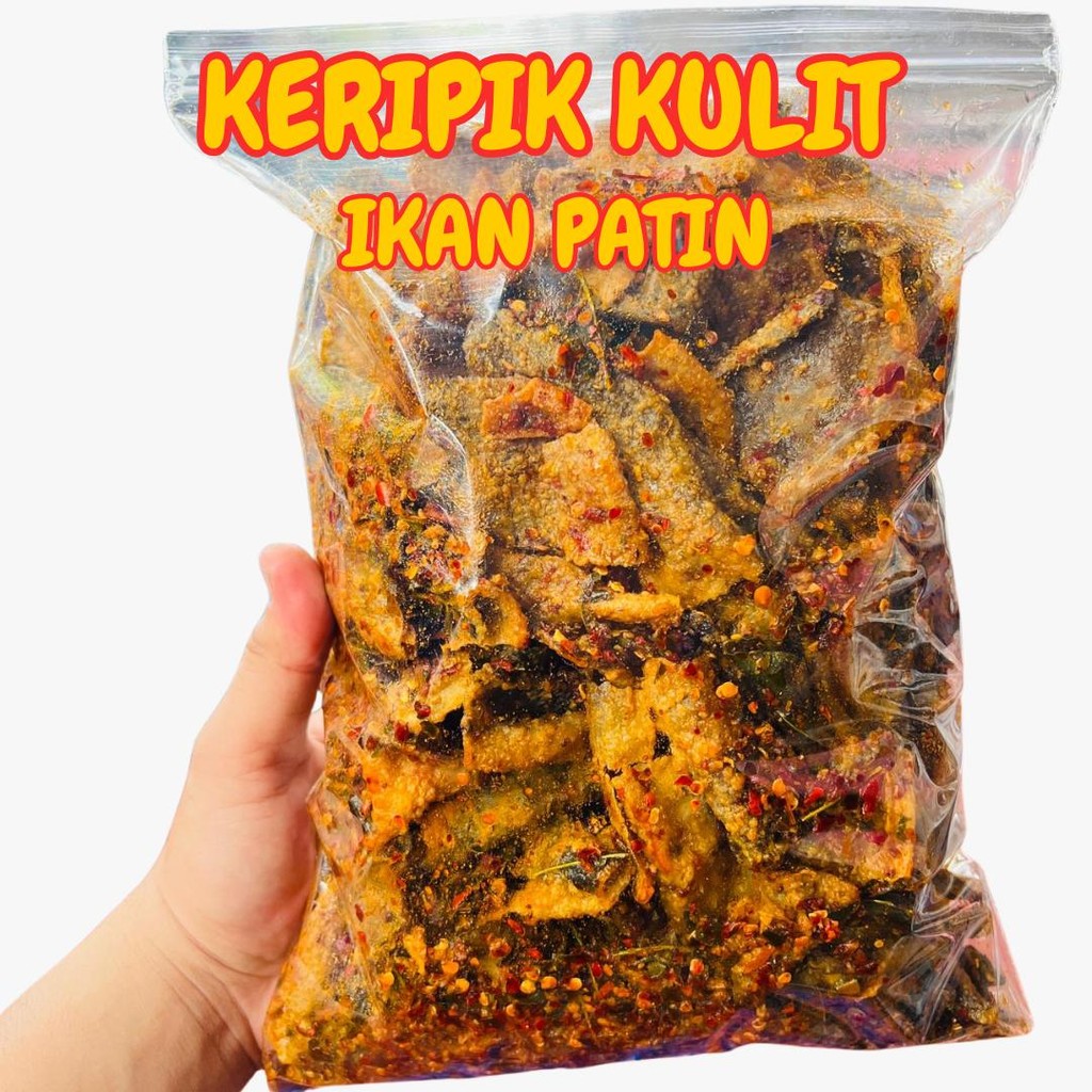 

Kerupuk Kulit Ikan Patin Pedas Daun Jeruk Dan Original berat 600 Gr Food Snack Skin Keripik Patin
