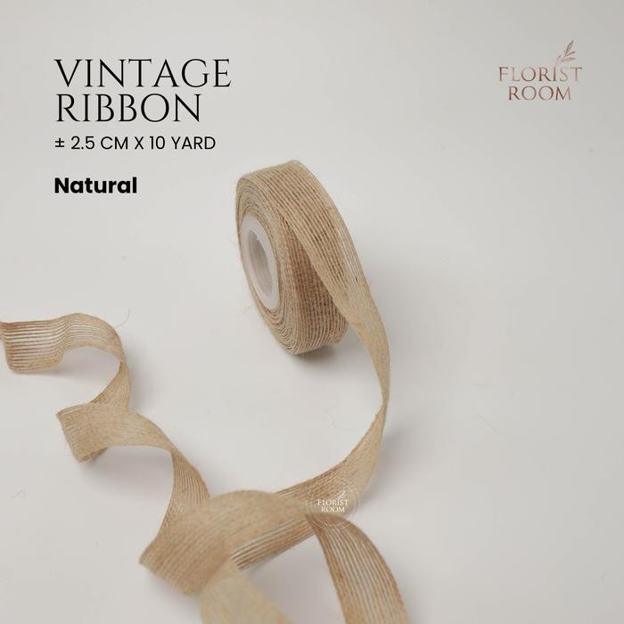 

MHT - Vintage Ribbon - Pita Rustic - Dekorasi -Pita Murah - ±2.5cm Natural terbaru