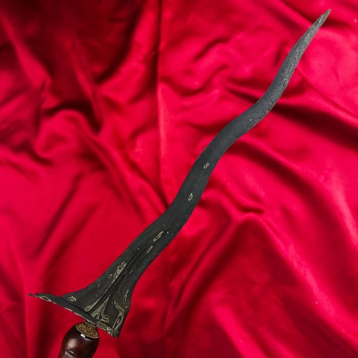 Keris Dholog Luk 5 Pamor Udan Mas Tiban Tangguh Mataram Era Senopaten Sepuh Kuno