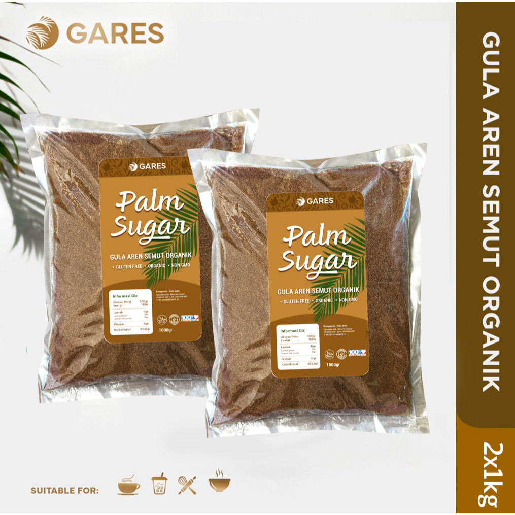 

(Gares) Gula Aren Asli Organik Semut 2 Kg | isi 2 | 100% Gula Aren Asli (Kemasan Higenis)