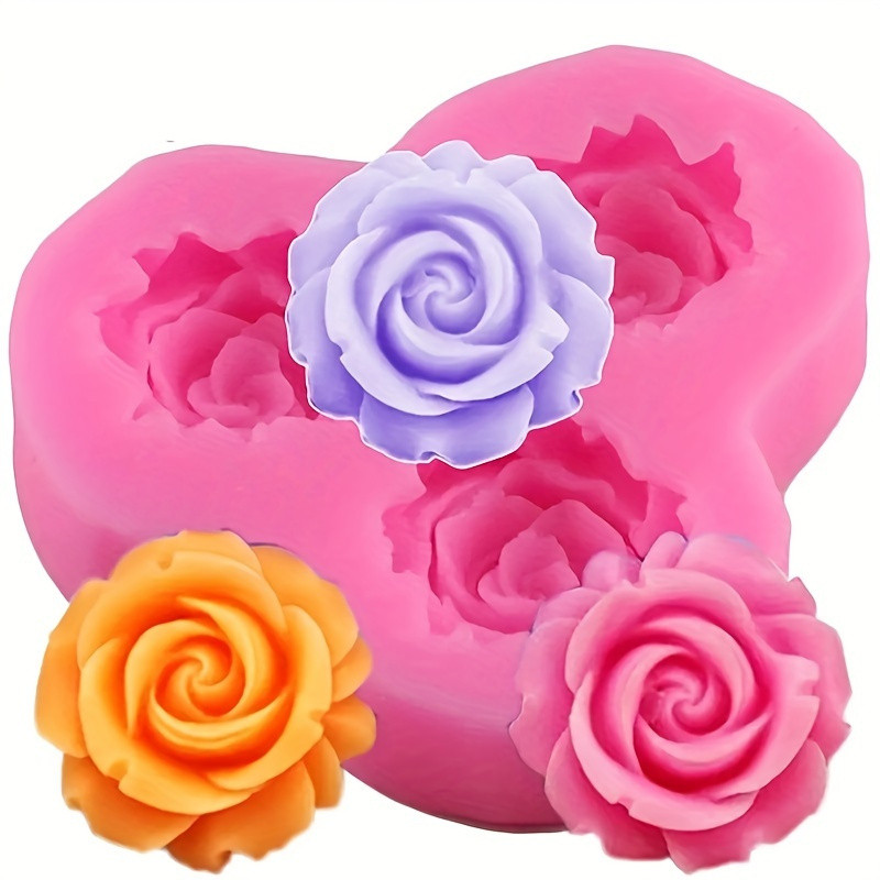 

1pc/2pcs/3pcs Three Rose Flower Mold, Clay Craft Mold, Candle Aroma Crystal Drip Resin Mold