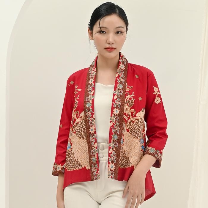 Outer Batik Wanita Modern - Blazer Batik Casual Formal - Atasan Batik Kantor Wanita Elegan