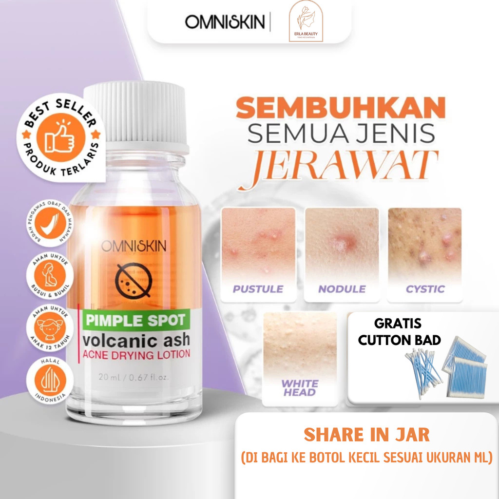 OMNISKIN - SHARE IN JAR- Cica Volcanic Ash Pimple Drying Lotion - Obat Totol Jerawat 20ml