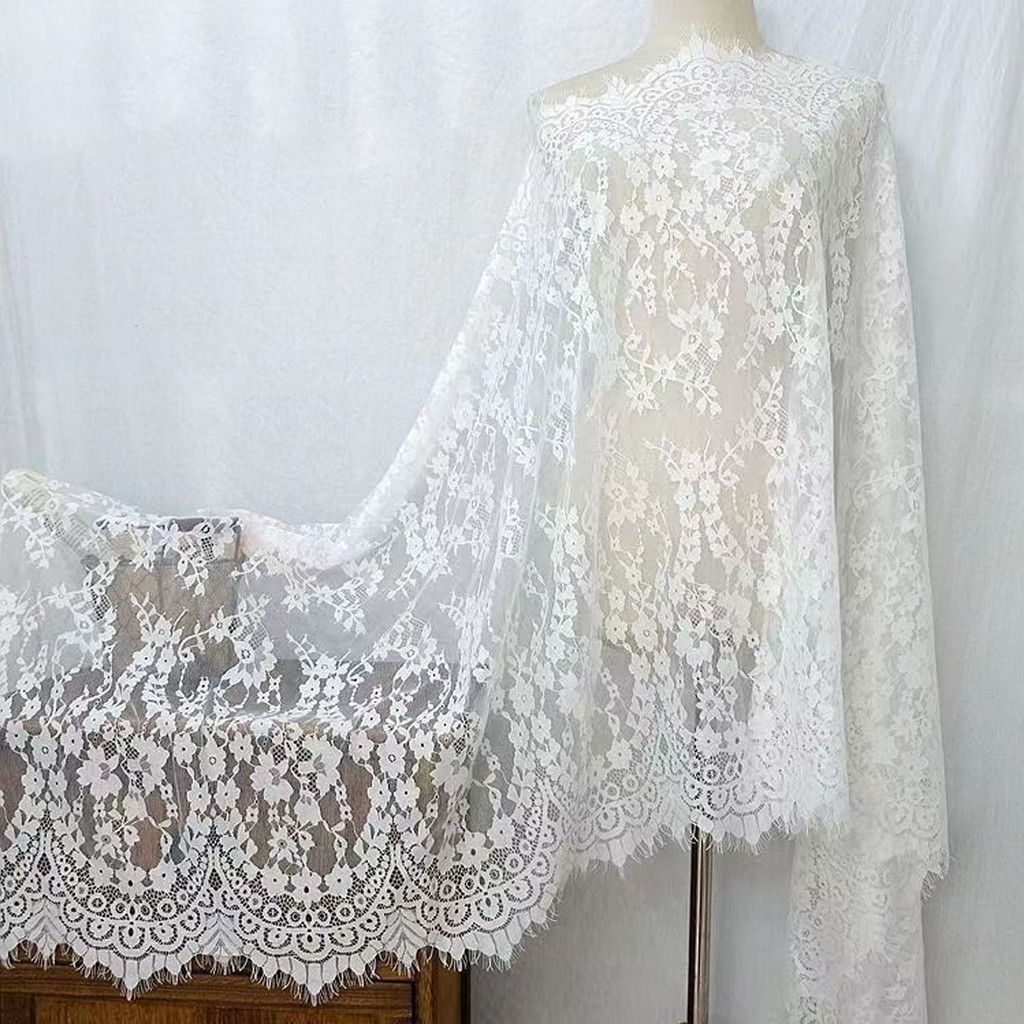 

3YDS French Eyelash Lace Trim - Chantilly Lace Fabric With Scalloped Edges For Wedding Dresses, Bridal Veils & Home Decor