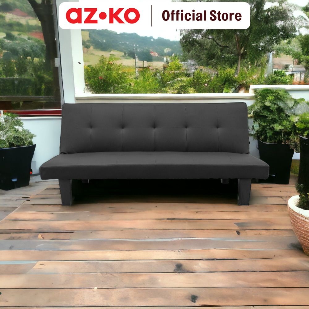 AZKO Soleil Ramadante Sofa Bed Kulit Outdoor - Hitam Tempat Duduk Multifungsi Sofa Tidur 2In1 Kursi 