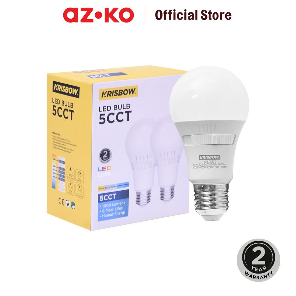 AZKO Krisbow Set 2 Pcs Bohlam Led 5cct 10 watt Bulb Lampu Indoor Outdoor Light Led Light Bolam