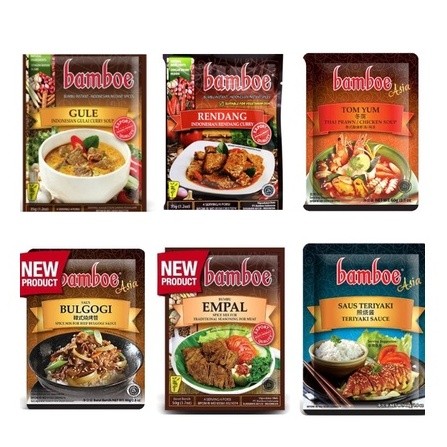 

Bamboe Bumbu Racik / Bumbu Masak Instant 60gr Rasa Tom Yum, Gule, Rendang, Empal, Bulgogi, Teriyaki