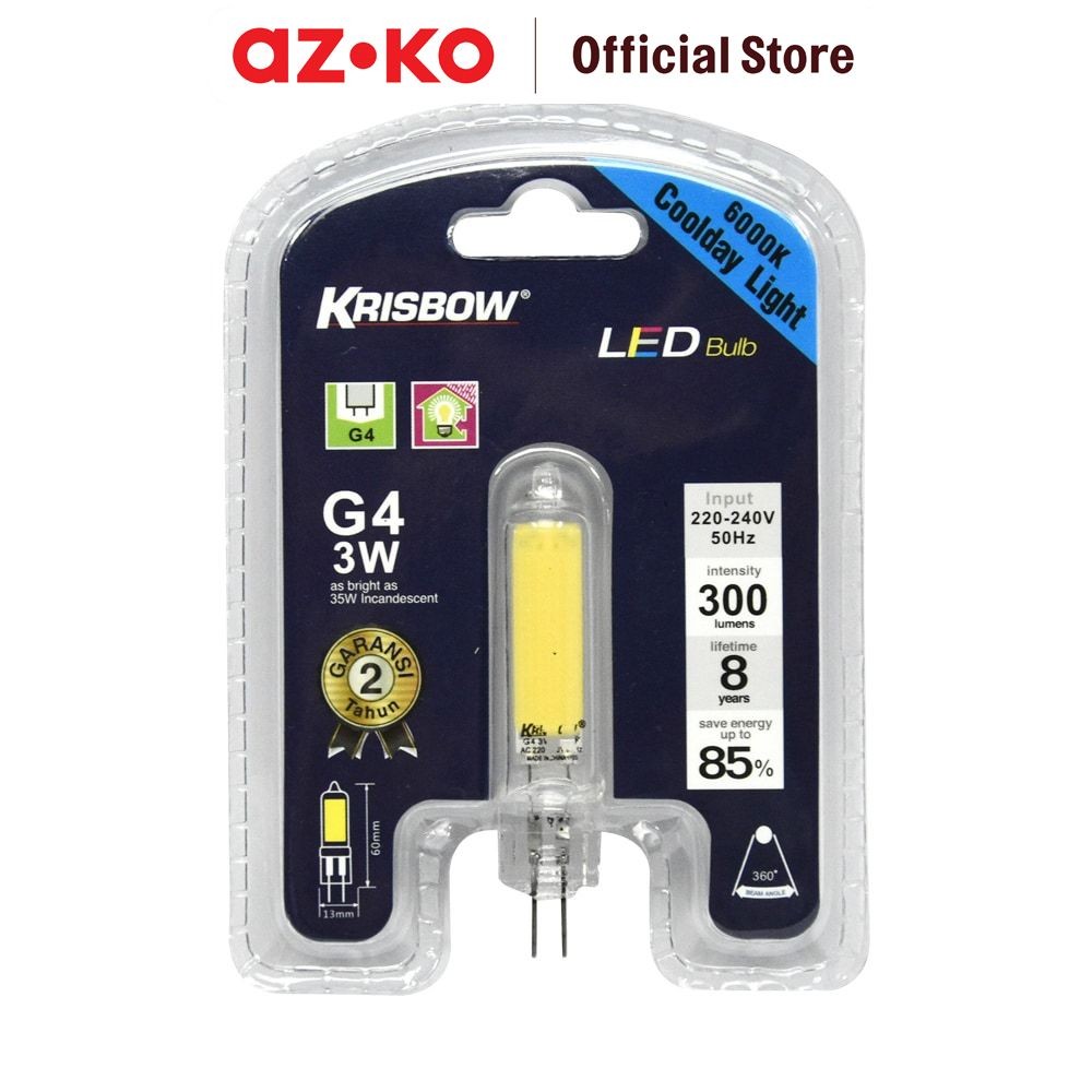 AZKO Krisbow Bohlam Led G4 3w 300lm - Cool Daylight Bulb Lampu Indoor Outdoor Light Led Light Bolam