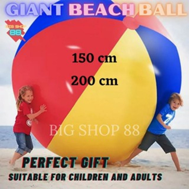 COC58 MAINAN ANAK BOLA PANTAI RENANG TIUP JUMBO PVC INFLATABLE GIANT BEACH BALL GLOSSY COLORFULL RAI