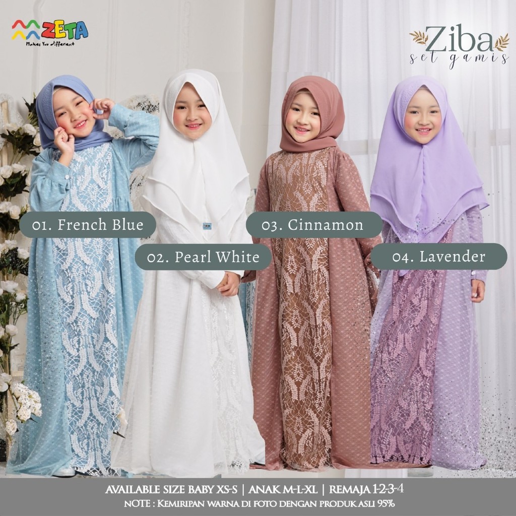 Zeta Pakaian Muslim Dress Anak Anak Ziba Set Gamis Series by Paku Payung