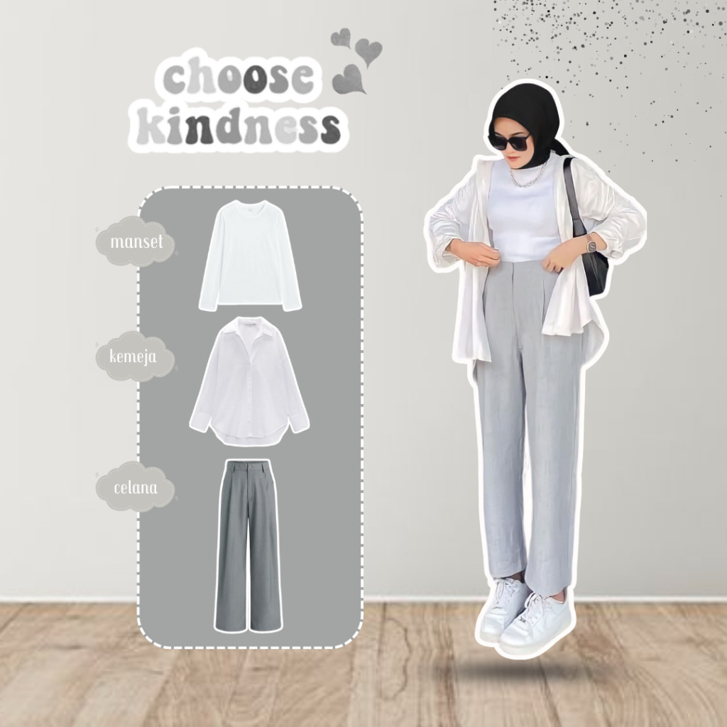 Set AA89 One Set Hijab Kekinian OOTD Hijab Stylish Wanita Outfit Kampus Nongkrong Hangout /NEW STOCK