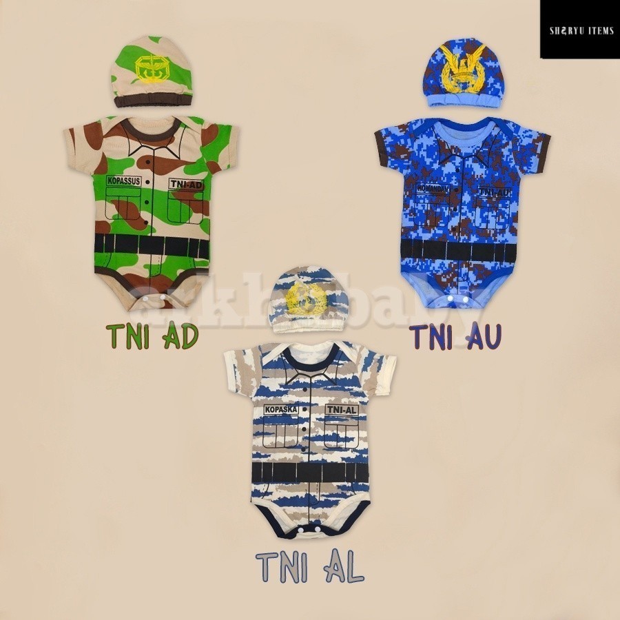 JUMPER BAYI BAJU BAYI MOTIF TNI/KOSTUM BAYI/BAJU BAYI KARAKTER