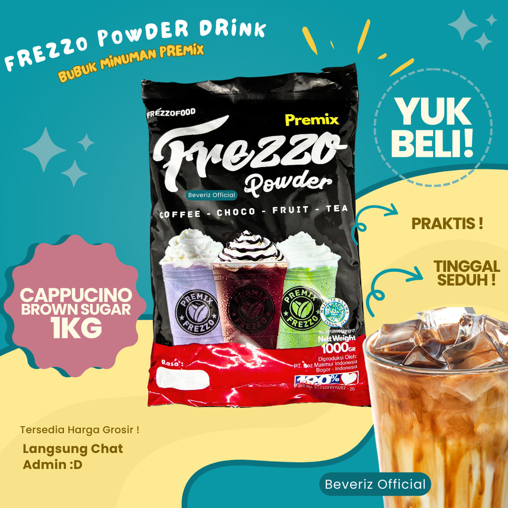 

BEVERIZ Frezzo Bubuk Minuman Rasa Cappucino Brown Sugar | Boba Powder Drink 1Kg / 1000gram {Bisa COD} {tersedia harga grosir}