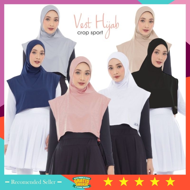Baju Lebaran Idul FItri Murah Keren / Hijab Rompi Instan Crop Olahraga Vest Wanita Terbaru Sport Kek