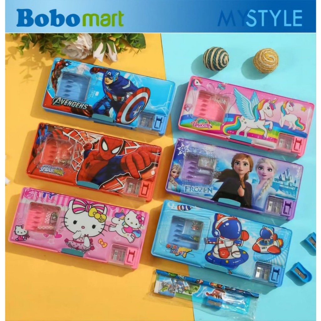 

BOBOMARTS JAKARTA Kotak Pensil Anak 1 Set 6 in 1 Stationery Anak Sekolah Alat Tulis Set Kotak Pensil Karakter Murah