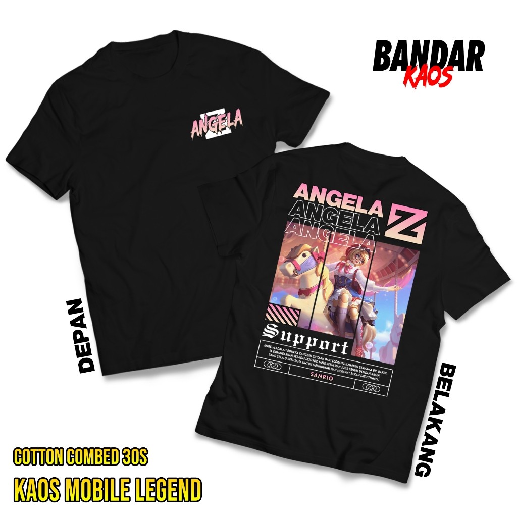 KAOS MOBILE LEGEND ANGELA SANRIO - KAOS ANGELA SUPPORT - KAOS ML VIRAL - T-SHIRT PRIA - ATASAN PRIA 