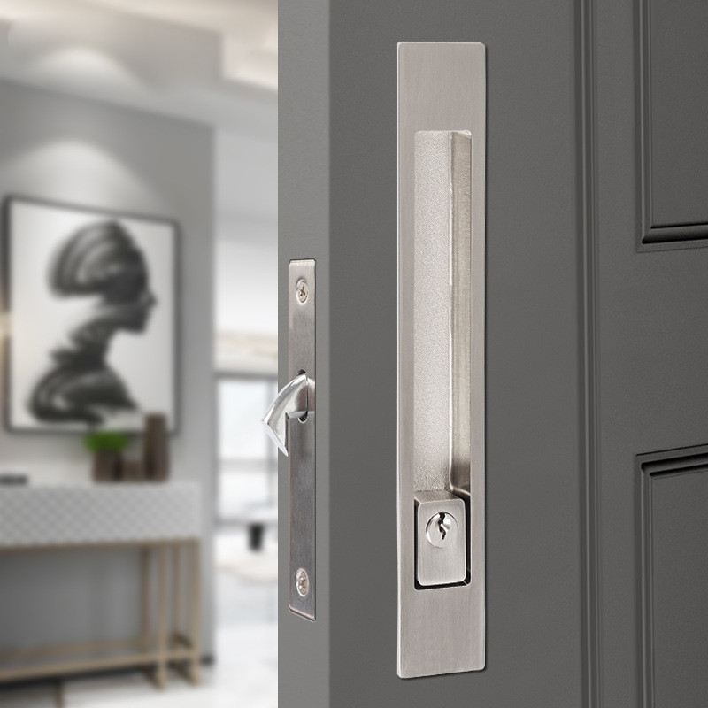 Sliding Door Lock Embedded Privacy Pocket Door Lock With Key Zinc Alloy Sliding Barn Door Lock Latch