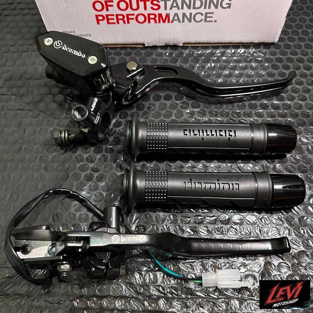 Paket murah Master Rem Tabung Oval Original + Handgrip Sisik + Jalu Stang CNC Universal Bisa Untuk S