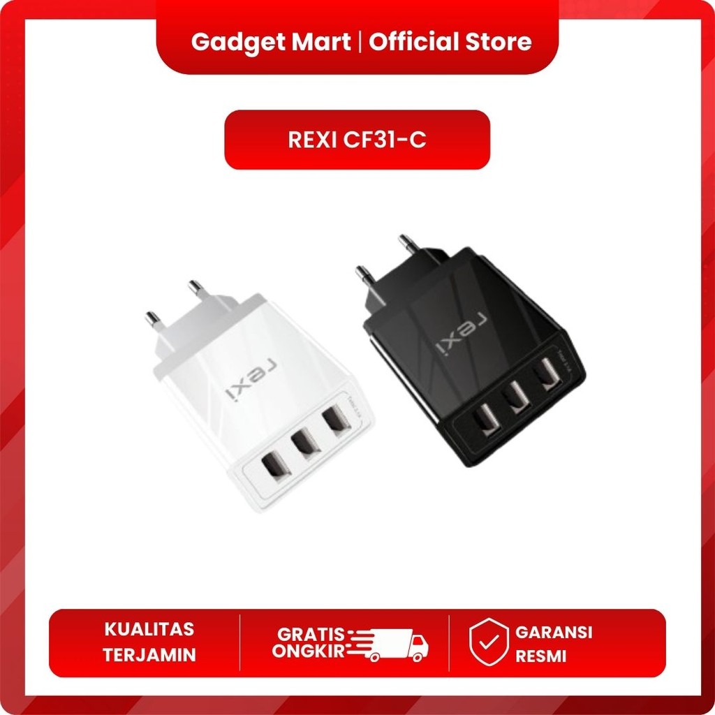 CHARGER REXI 3 PORT with CABLE USB to TYPE C  CF31 C