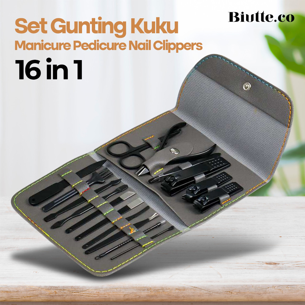 

- Biutte.co Set Gunting Kuku Manicure Nail Clippers Pedicure Kit 16 in 1 - TCT16 -