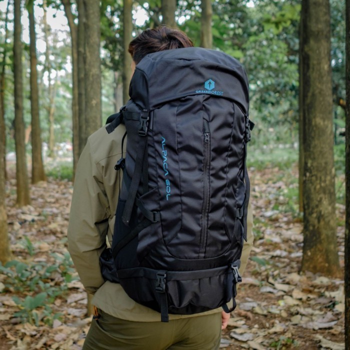 Greenforest Alpaca Tas Gunung Carrier 60 Liter Doubble Frame - Hitam, Carrier + RC P67JM