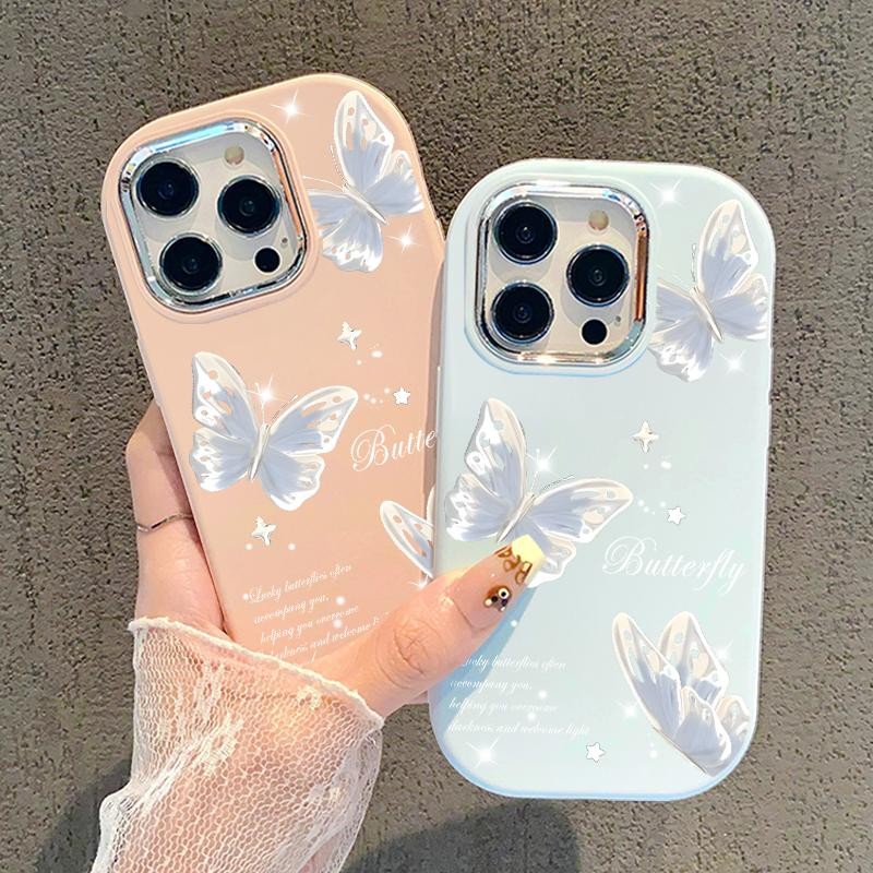 Casing Hp For Samsung A32 5G A34 M32 Oval Plating Lens Beautiful Dragonfly Silicone Case