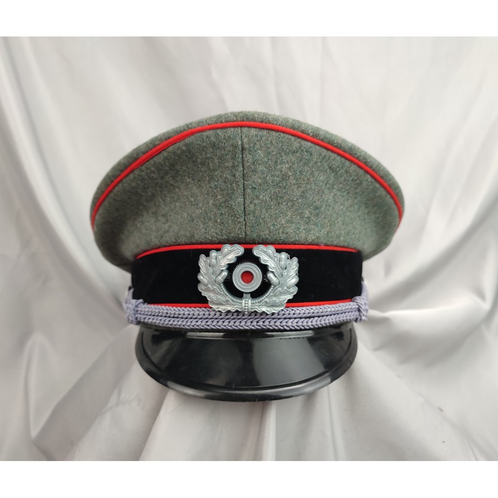 .WWII WW2 German heer artillery  Officer Visor Hat military Cap WITH 2 BADGE INSIGNIA