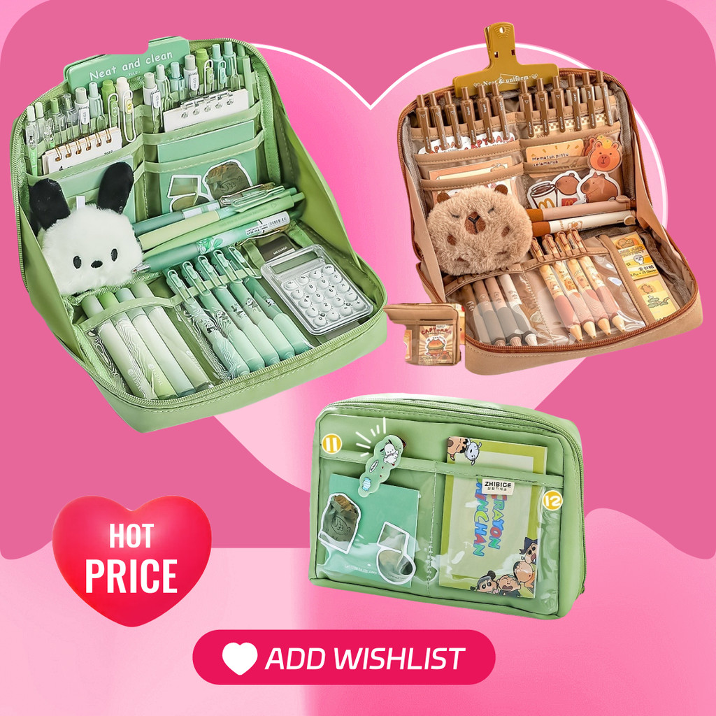 

Ramadan Sale Kotak pensil transparan berkapasitas besar Aesthetic Pen Pouch Lucu Stationery Organizer Large Tempat Pensil Transparan Kotak Tempat Pensil