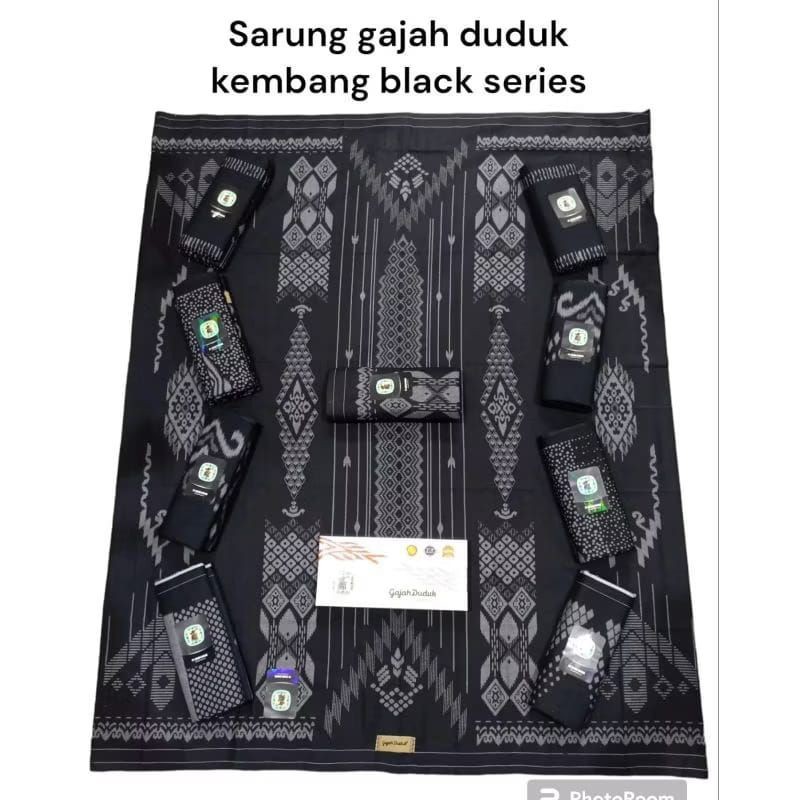 sarung gajah duduk asia kembang black series, sarung gajah duduk khusus hitam