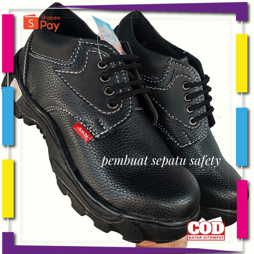 [PREMIUM ORIGINAL] Sepatu Safety Hitam Kitchen Dapur Pabrik Kantor Anti Licin King Skn Murah Kukit B