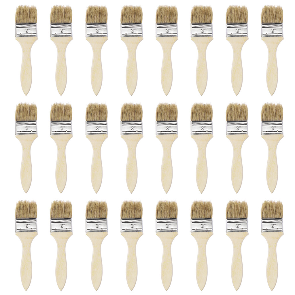 

Uxcell 24Pcs 2 Inch Paint Brush Natural Bristle Flat Edge with Wood Handle Wall Treatment Tool for Paint, Varnishes, Glues