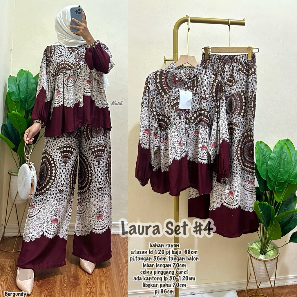 ABELZ.ID ONE SET LAURA BALON RAYON SETELAN RAYON CELANA KULOT LEBAR TERBARU