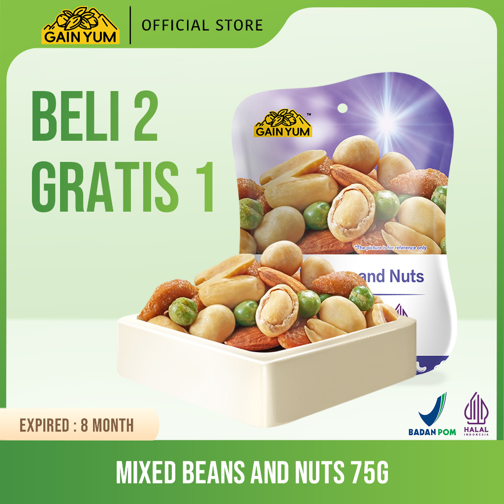

Gain Yum - 3 Pcs Kacang Campur Kam Yuens Mixed Beans and Nuts 75G