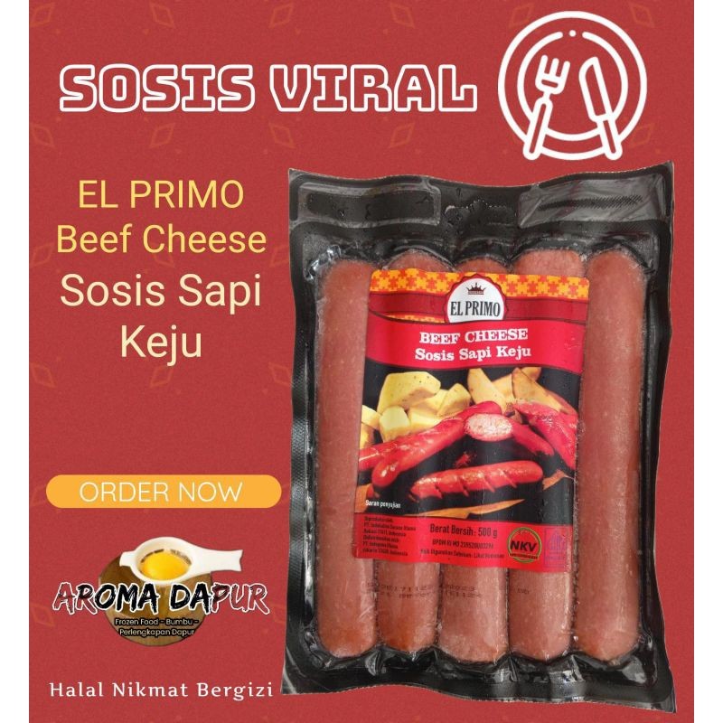 

El Primo Beef Cheese Sosis Sapi Keju Elprimo sosis keju 500 gram/1 Kg