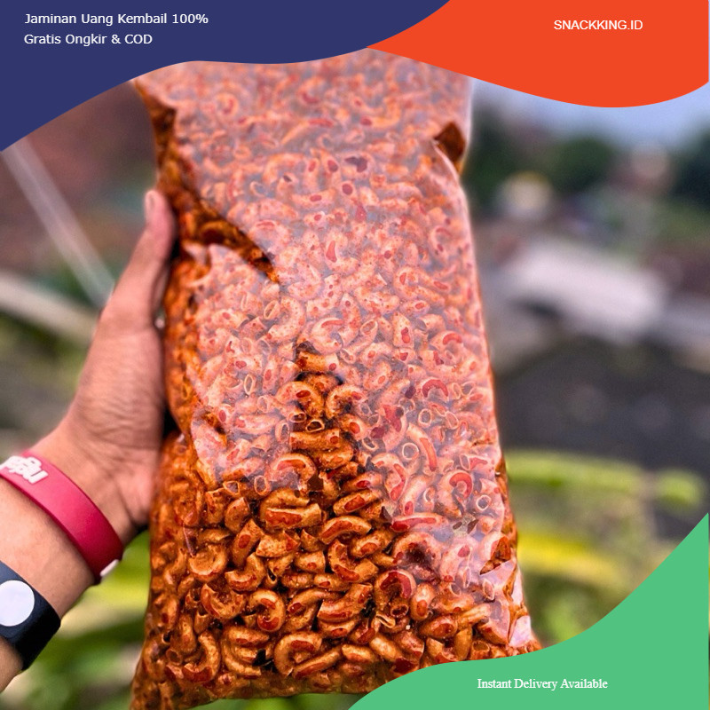 

500 GRAM Makaroni Cikruh Kriuk Pedas Daun Jeruk 1/2 Kg Makroni Asin Gurih Tidak Keras