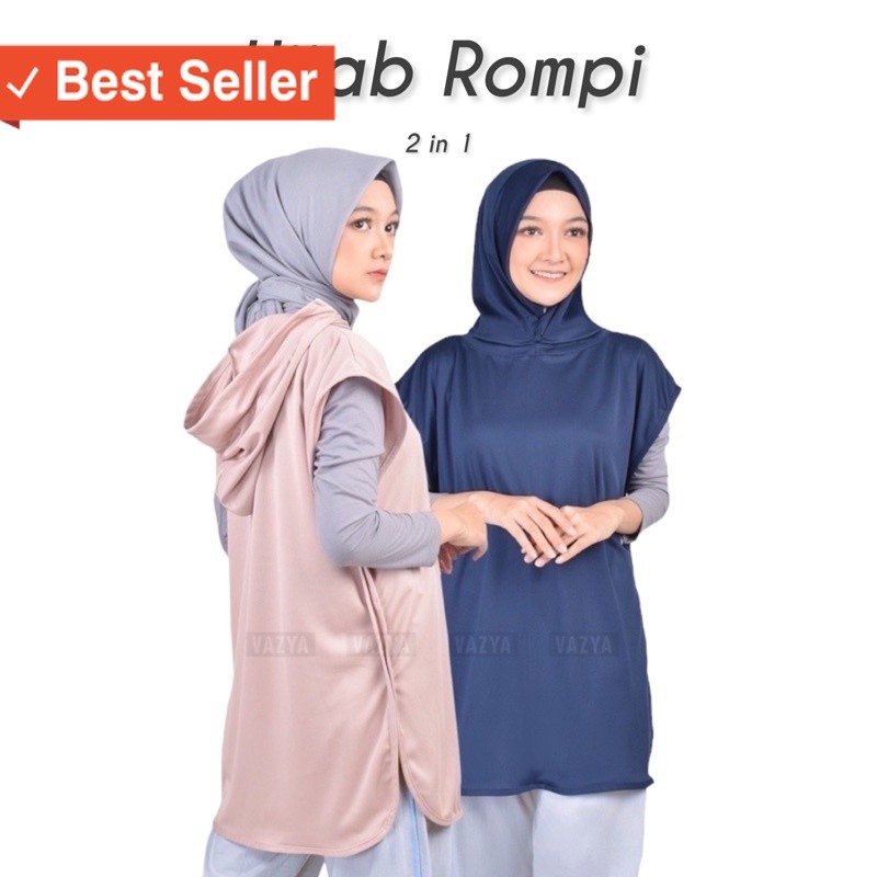 Baju Sport Wanita Muslimah / Hijab Rompi Sport Syari 2 In 1 Nyaman Olahraga