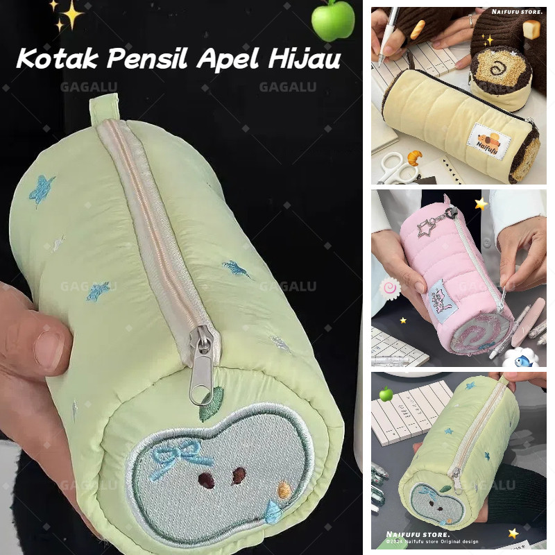

GAGALU Tempat Pensil Roll Cake / Kotak Pensil Aesthetic / Tas Alat Tulis Korea Roll Cake Kucing Lucu Tas Penyimpanan / Kotak Pensil Apel Hijau