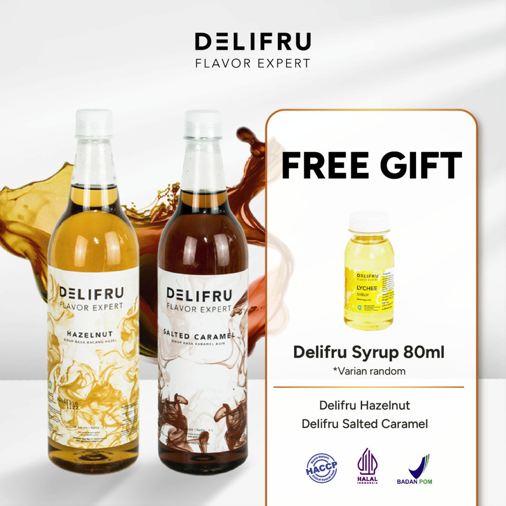 

Delifru Paket Bundling Syrup Salted Caramel 1L + Sirup Hazelnut 1L