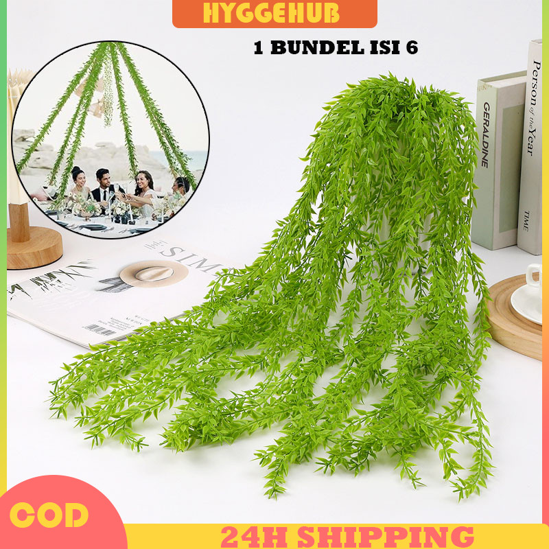 Plastik Artificial-Tanaman Gantung Hias Dekorasi Taman Pelaminan Tanaman Rambat Hanging Leaf