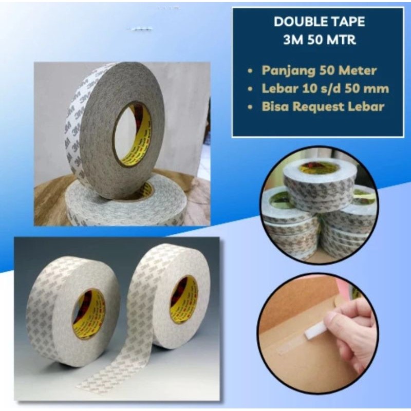 Double Tape Tissu Tipis 3M 9075 - Double Tape 3M Perekat origional 6mm x 50meter