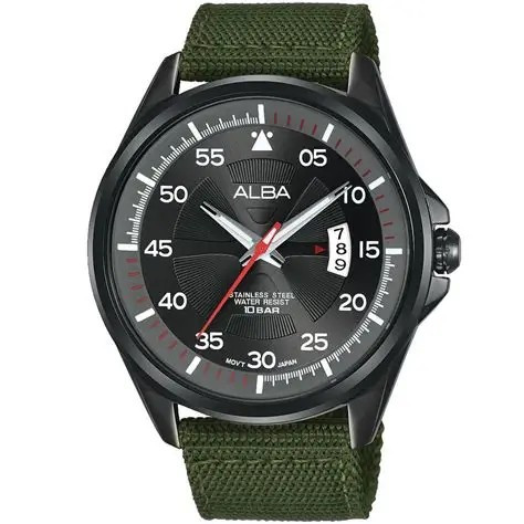 Promo Original JAM TANGAN PRIA ALBA AS9H15X1 AS9H15 BLACK GREEN ORIGINAL GARANSI 1 TAHUN