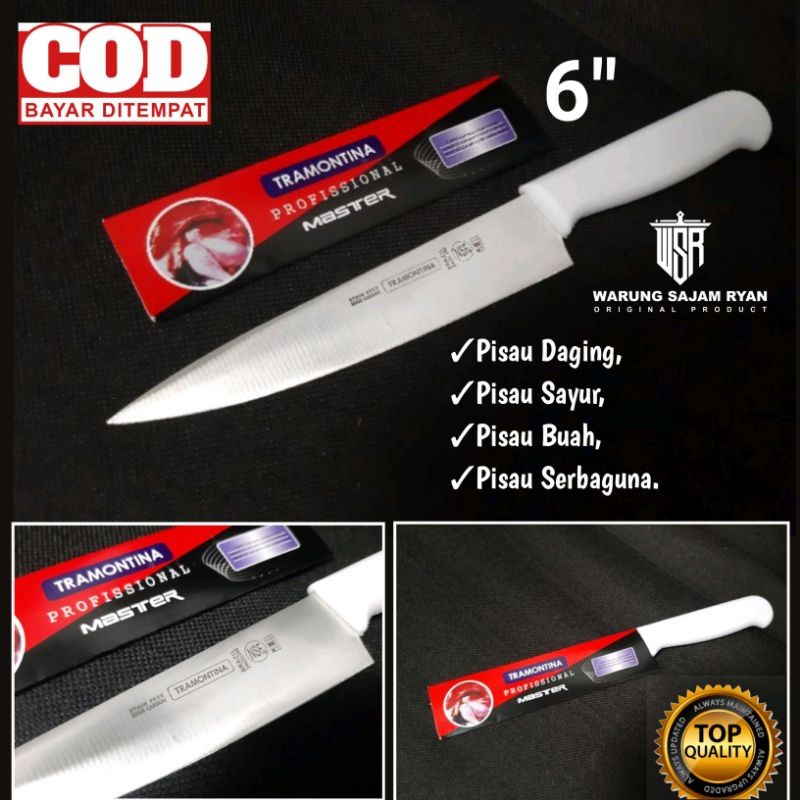 Pisau dapur TRAMONTINA Brazil 6" / Pisau daging TRAMONTINA / Shef knife Master (Grade ORI)